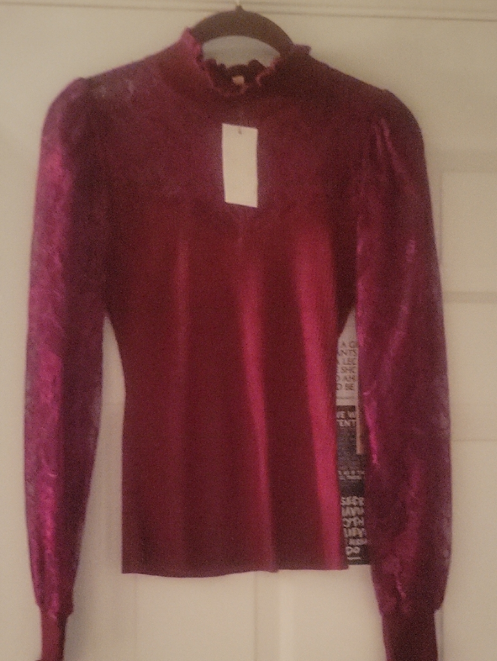 Crave Fame Velvet Lace Long Sleeve Top - Burgundy